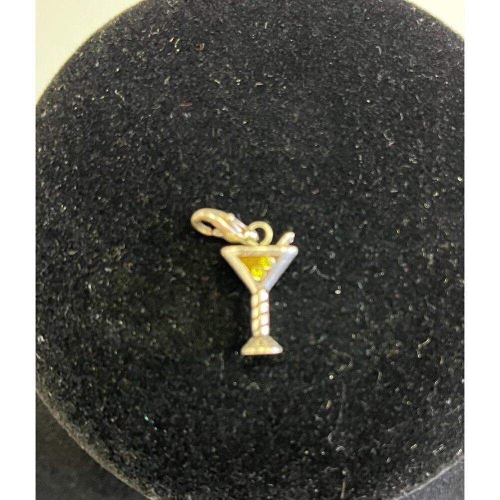 Brighton Martini Snap Charm NWOT J94842 silver/green stone